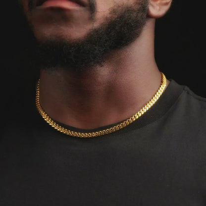 NEW SWASTIK JEWEL REAL 18K MICRO GOLD PLATED CUBAN LINK CHAIN FOR MEN AND WOMEN