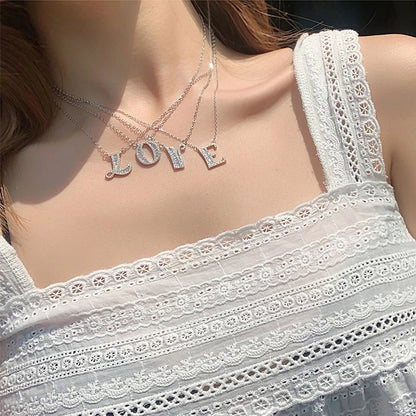 Sterling Silver CZ Pendent letter Locket Necklace