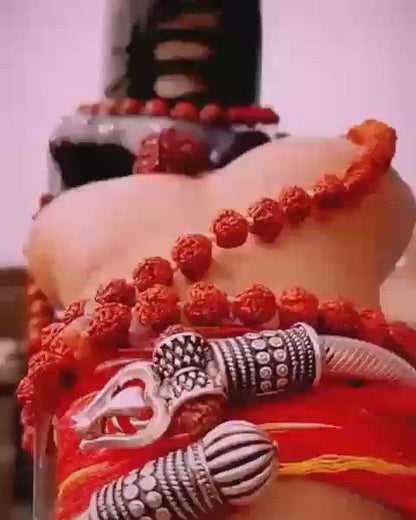 Mahadev Kada Silver Rudraksha Trishul Damroo Kada For Men & Boys