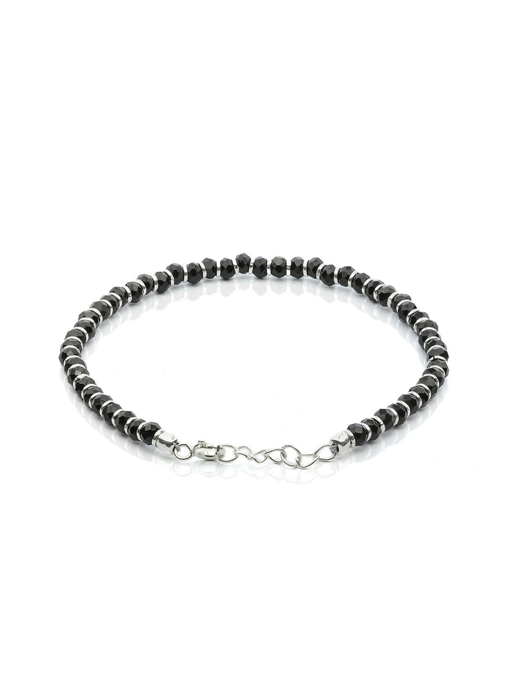 HALLMARKED BLACK BEADS 92.5 STERLING SILVER BRACLET