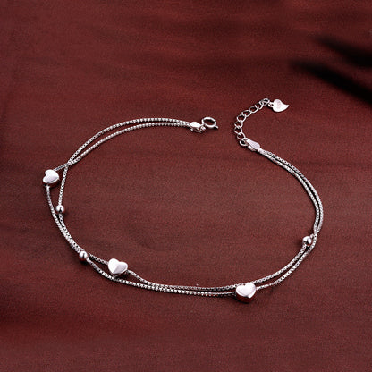 Women Charm Ankle Bracelet Anklets White Gold Plated 925 Sterling Silver Anklets Foot Jewelry Anklets