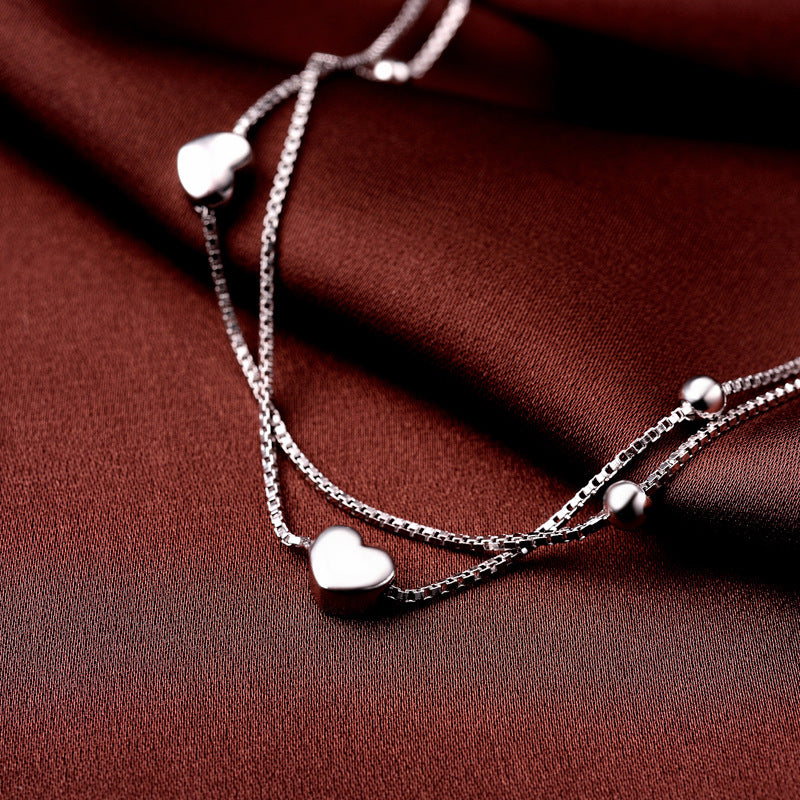 Women Charm Ankle Bracelet Anklets White Gold Plated 925 Sterling Silver Anklets Foot Jewelry Anklets