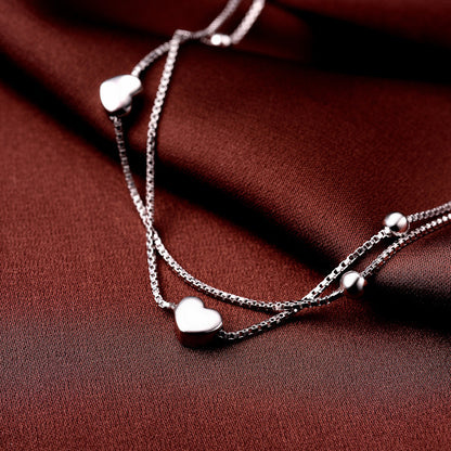 Women Charm Ankle Bracelet Anklets White Gold Plated 925 Sterling Silver Anklets Foot Jewelry Anklets