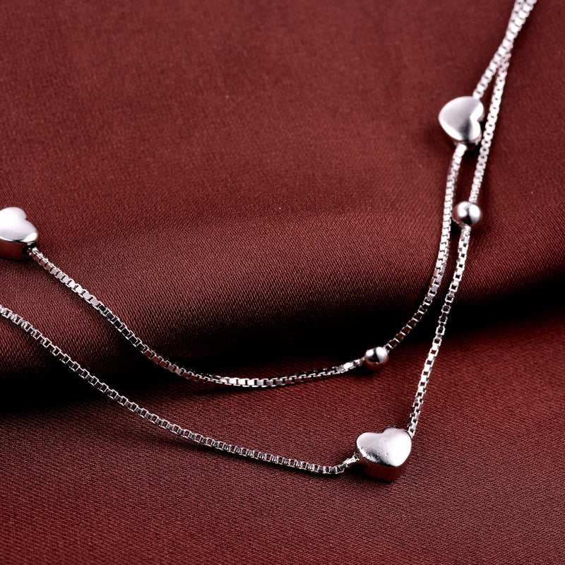 Women Charm Ankle Bracelet Anklets White Gold Plated 925 Sterling Silver Anklets Foot Jewelry Anklets