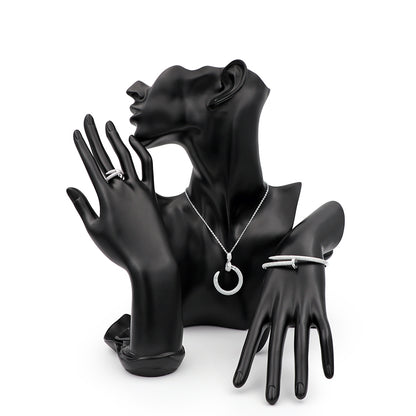 Sterling Silver Cubic Zerconia Nail Ring