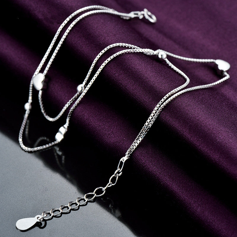 Women Charm Ankle Bracelet Anklets White Gold Plated 925 Sterling Silver Anklets Foot Jewelry Anklets