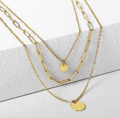 GORGEOUS MULTI LAYERED TRIPLE STRAND PENDENT NECKLACE