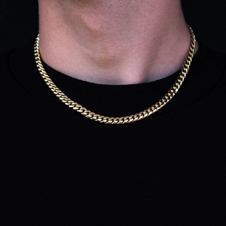 NEW SWASTIK JEWEL REAL 18K MICRO GOLD PLATED CUBAN LINK CHAIN FOR MEN AND WOMEN