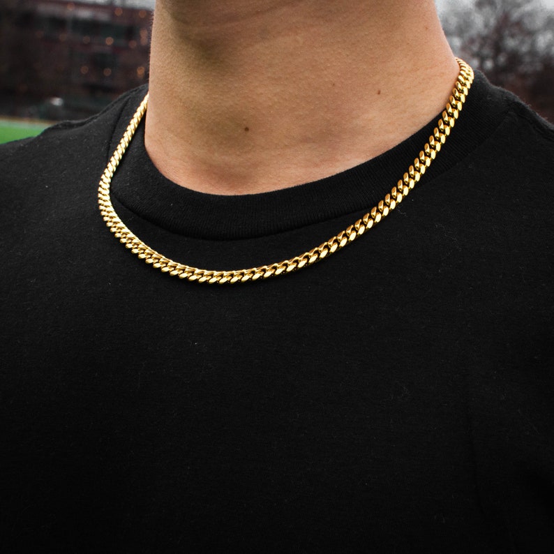 NEW SWASTIK JEWEL REAL 18K MICRO GOLD PLATED CUBAN LINK CHAIN FOR MEN AND WOMEN