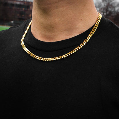 NEW SWASTIK JEWEL REAL 18K MICRO GOLD PLATED CUBAN LINK CHAIN FOR MEN AND WOMEN